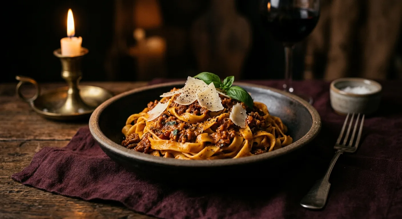 Fresh tagliatelle with Bolognese ragù