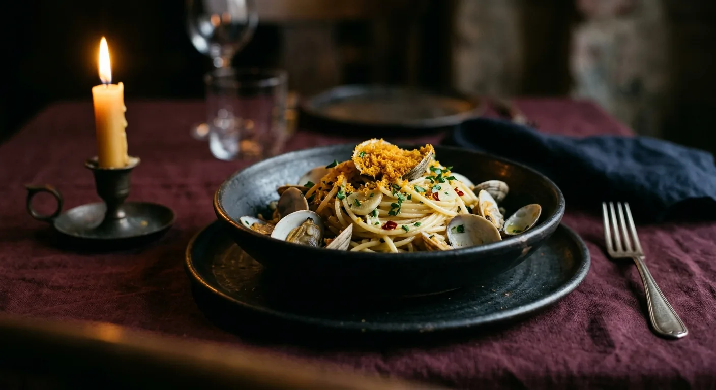 Spaghetti with clams & bottarga